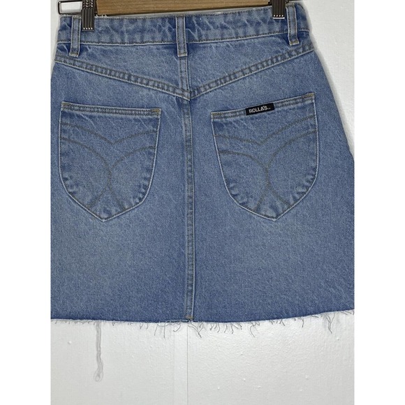 NWT Rollas Womens‎ Classic Denim Mini Skirt Size 24 Pockets Raw Hem Vanessa Blue - Picture 10 of 16